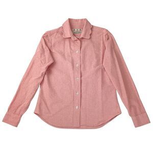 KIEL JAMES PATRICK Size M Scallop Oxford Button Up Blouse Shirt Pink Red Cotton